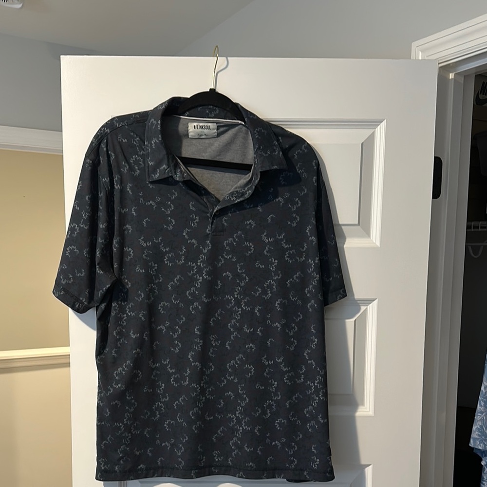 Linksoul Black Polo Shirt with Textured Design